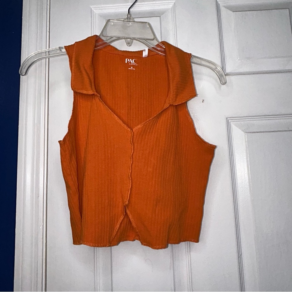 PacSun Orange Fitted Crop Tank Top